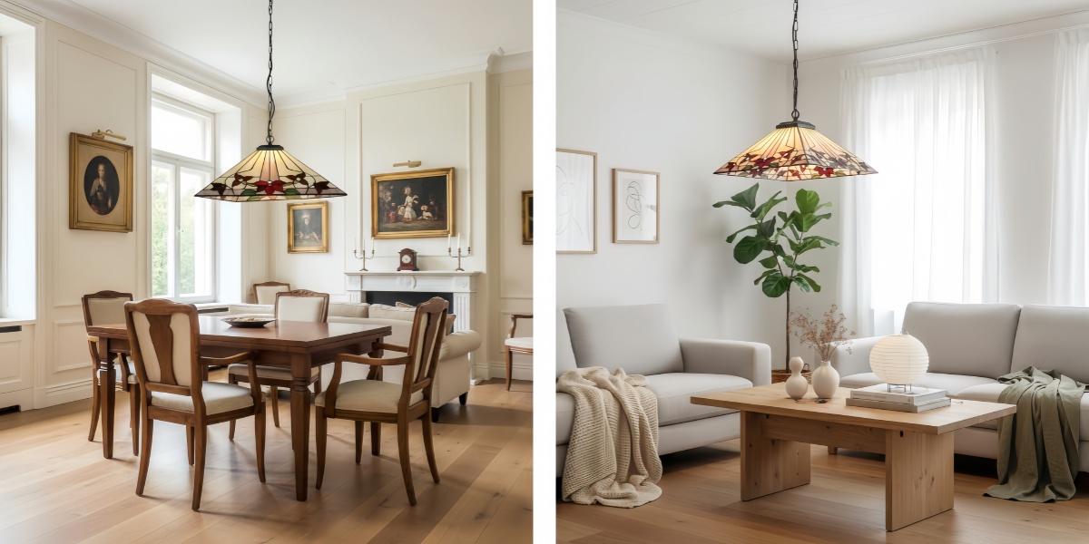 TF Camillo hanglamp in twee woonstijlen