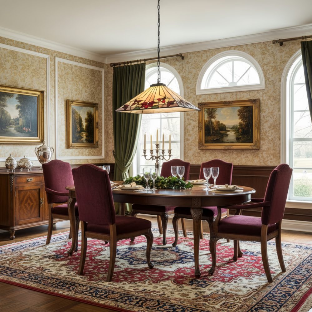 TF Camillo hanglamp in een klassieke eetkamer