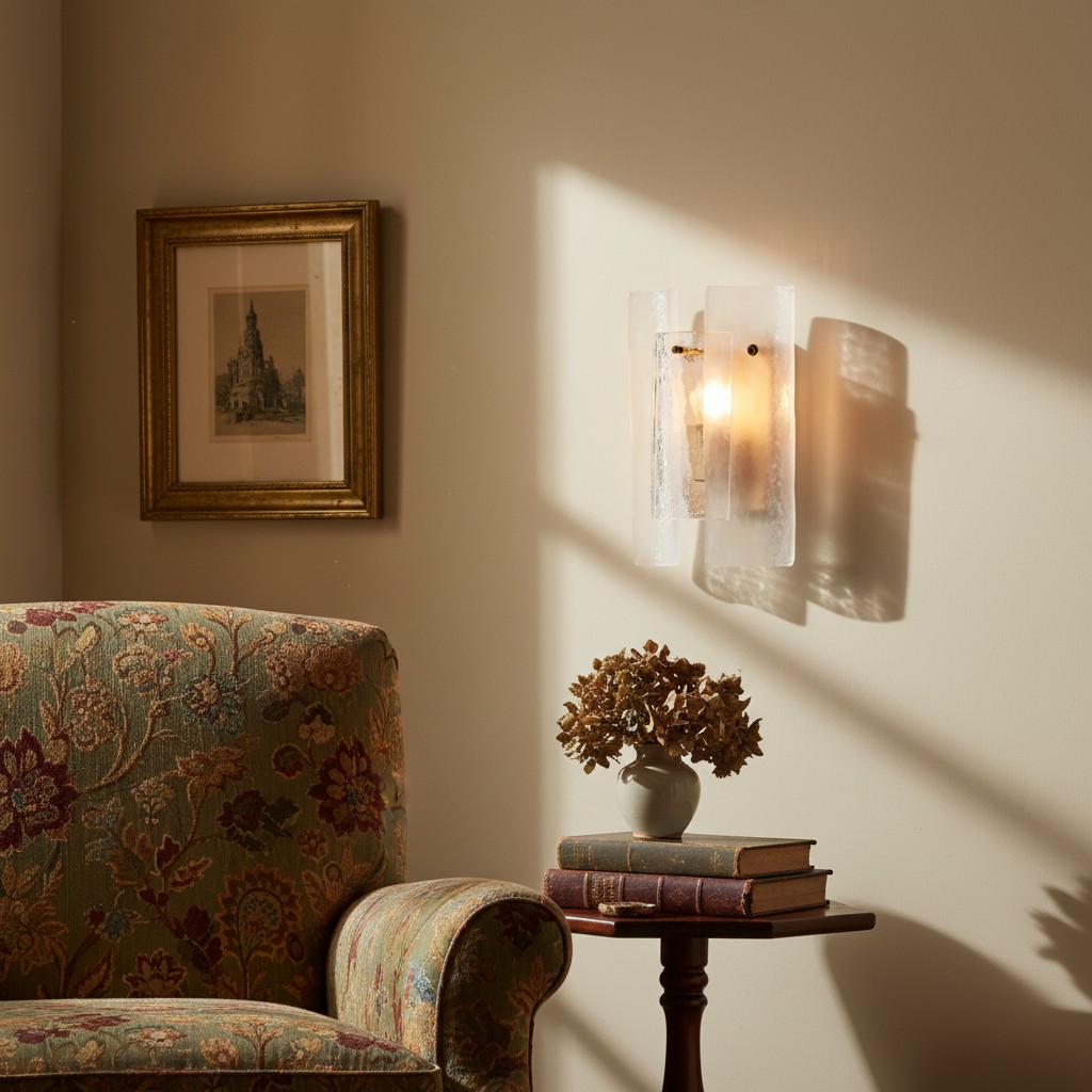 Velora wandlamp naast een fauteuil