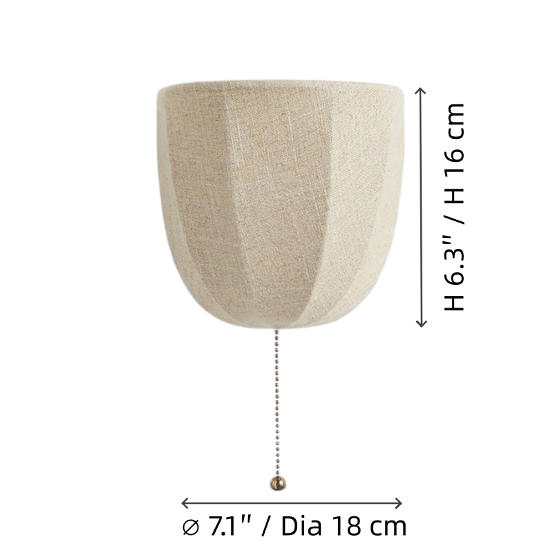 Fablune wandlamp maattekening diameter 18 cm en hoogte 16 cm