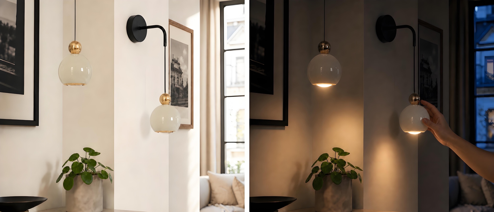 Wandlamp met warme avondgloed