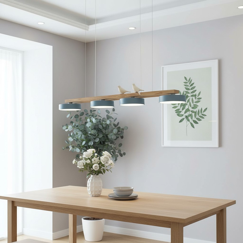 Sienna Bird kroonluchter in blauwe kamer