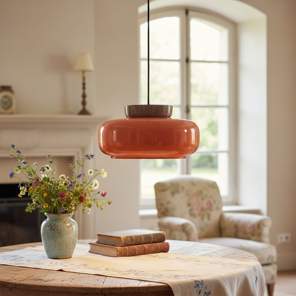 Middeleeuwse Bauhaus hanglamp boven tafel