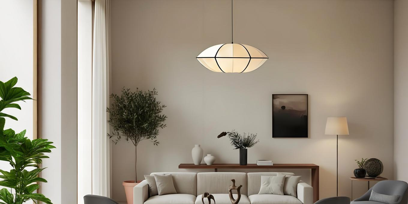 UFO-lint hanglamp in een rustige woonkamer