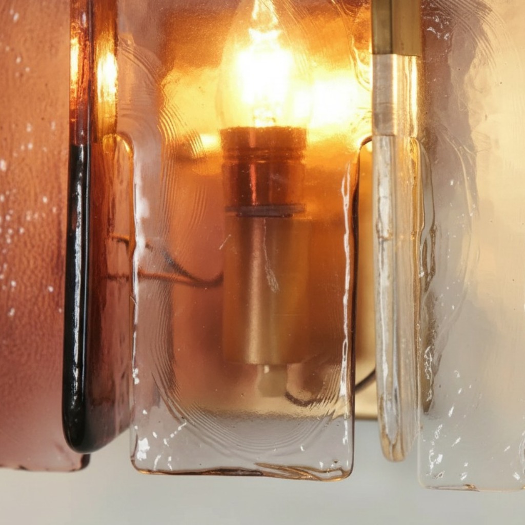 Detail van de lichtbron achter het glas