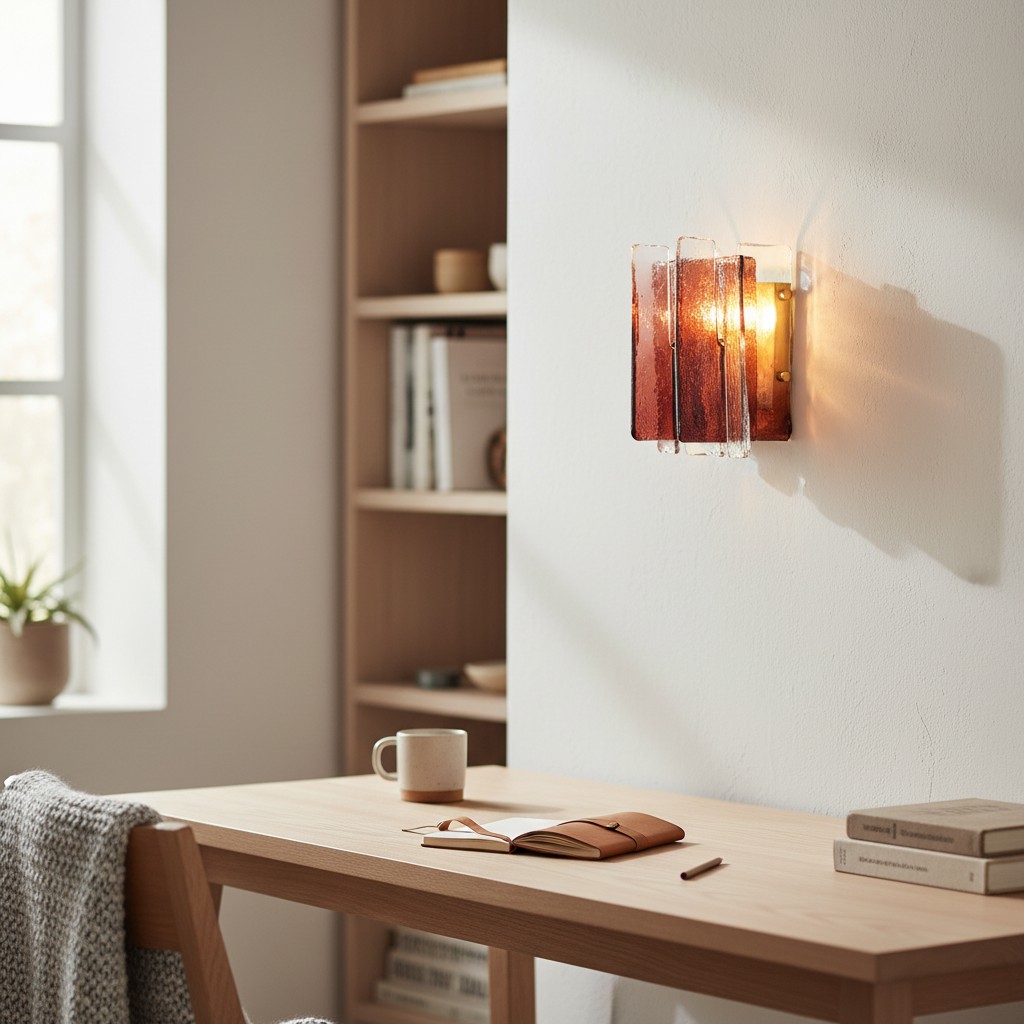 Blason wandlamp boven een bureau