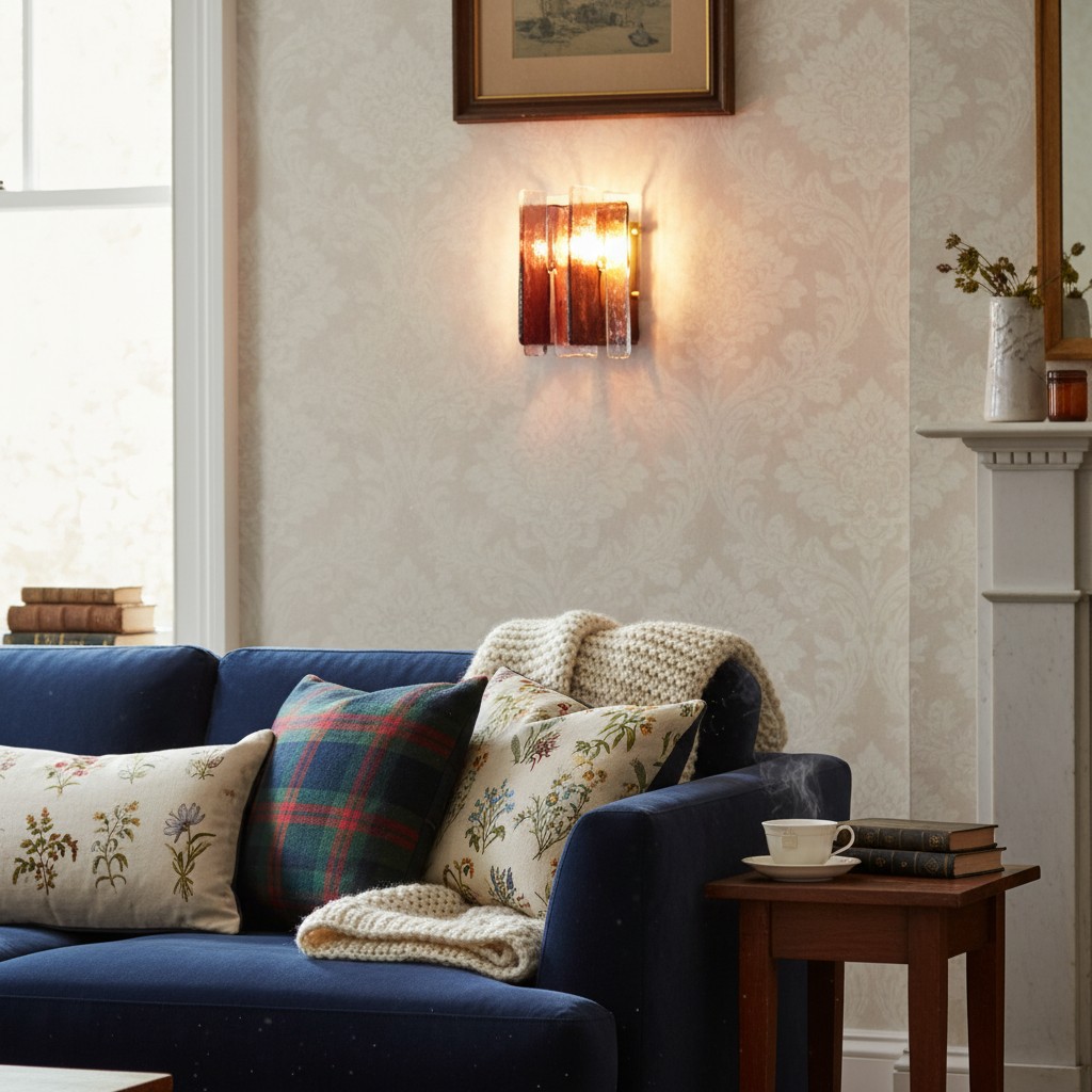 Blason wandlamp in een woonkamer