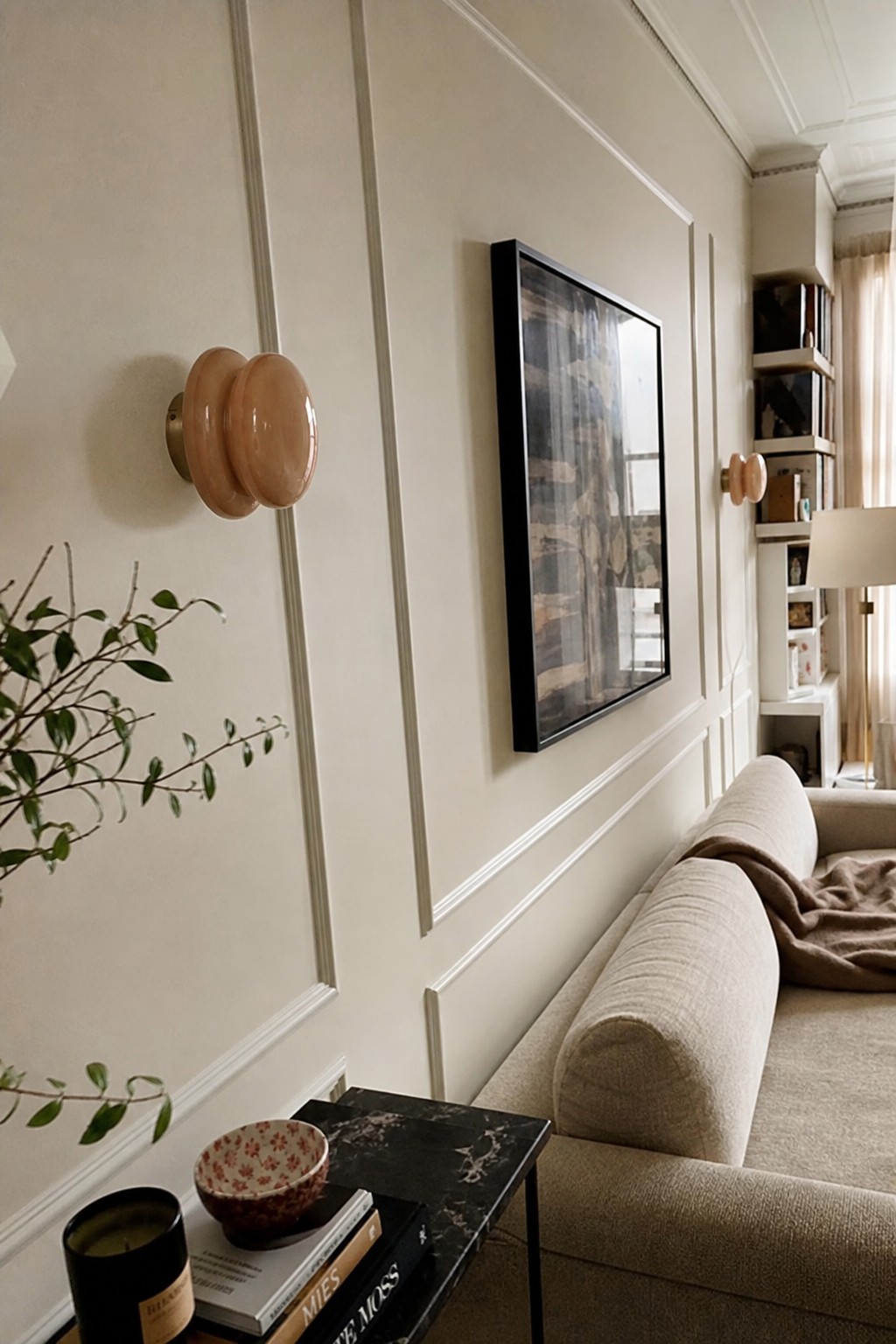 Klantfoto met wandlamp in woonkamer