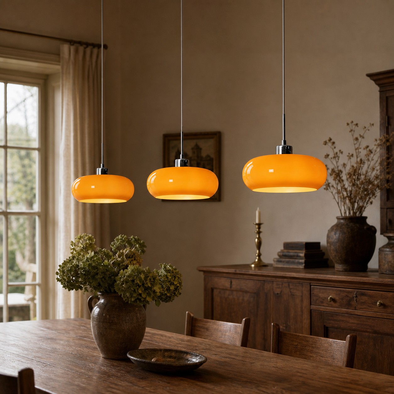 Trois suspensions orange