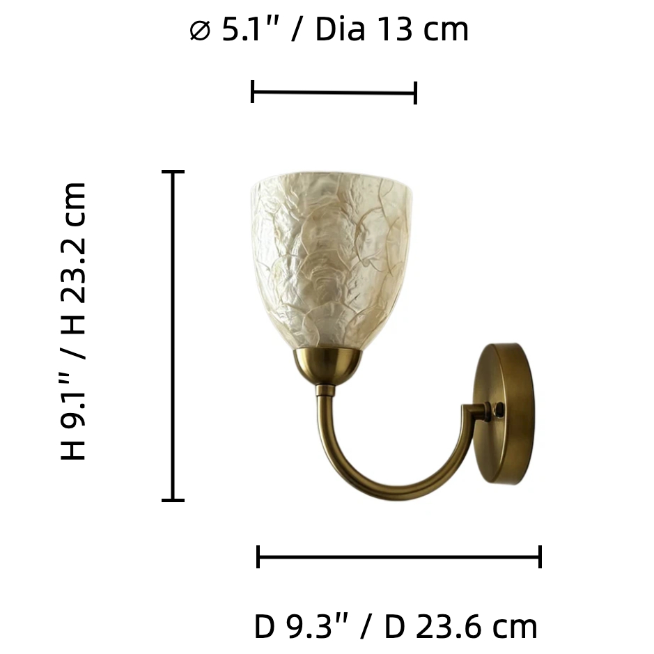 Afmetingen van de Nacrelith wandlamp