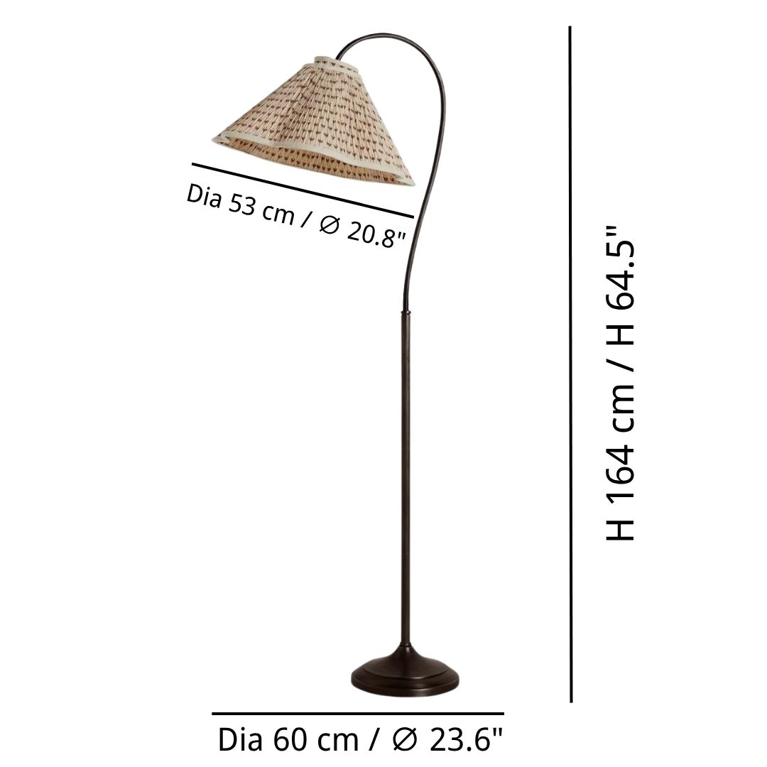 Afmetingen van de Veslin vloerlamp en lampenkap