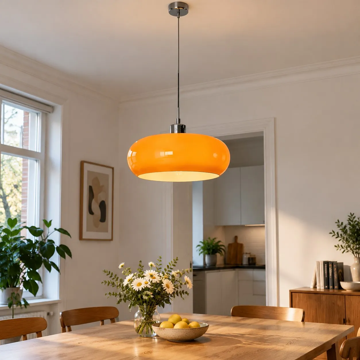 Meting van de snoerlengte van een glazen hanglamp
