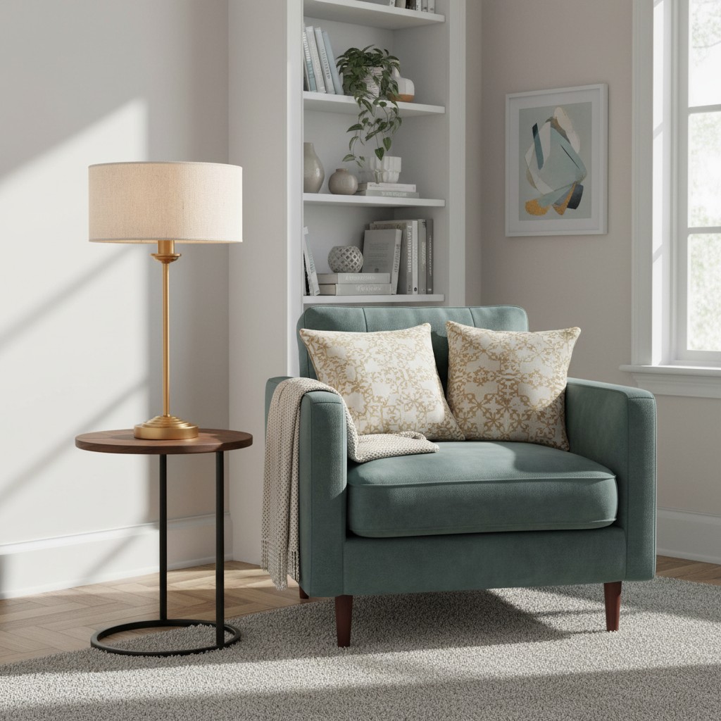 Tela tafellamp naast een fauteuil