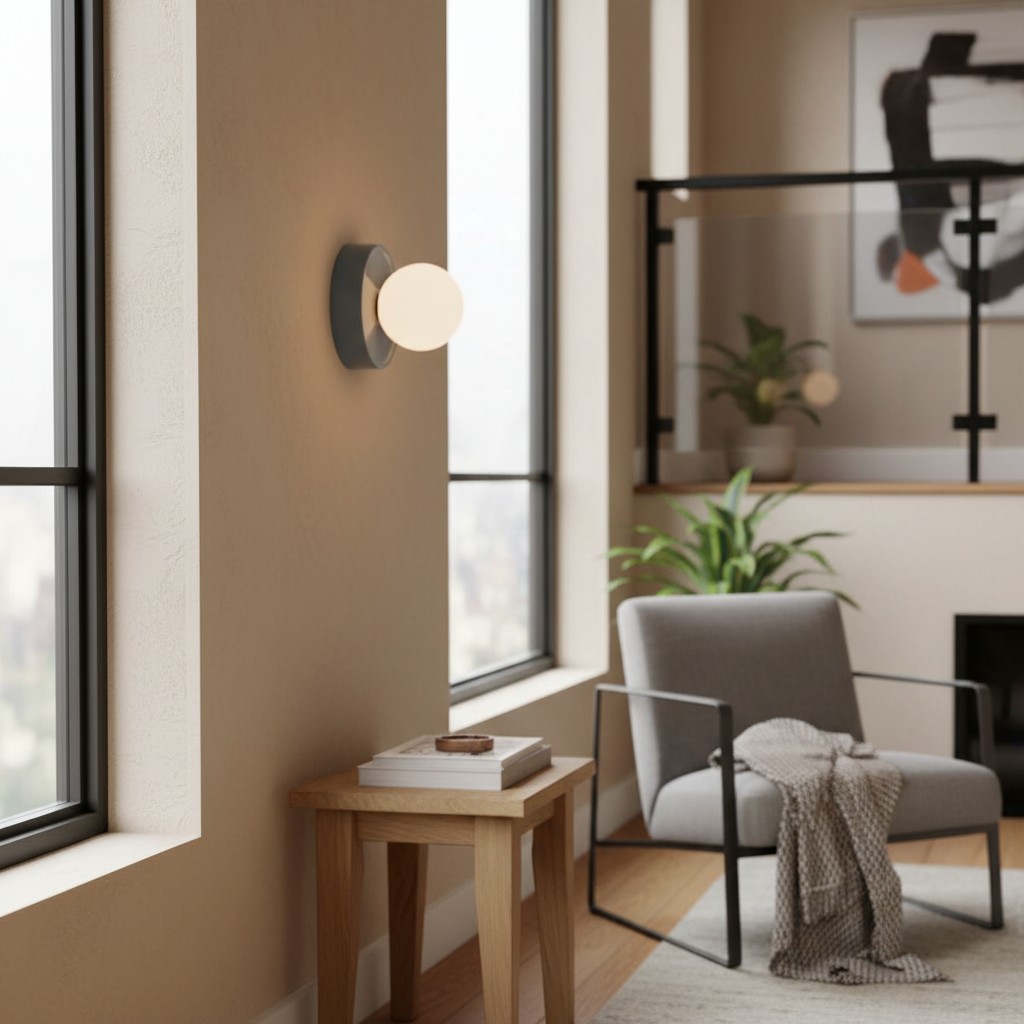 Solna wandlamp in een lichte hoek bij het raam