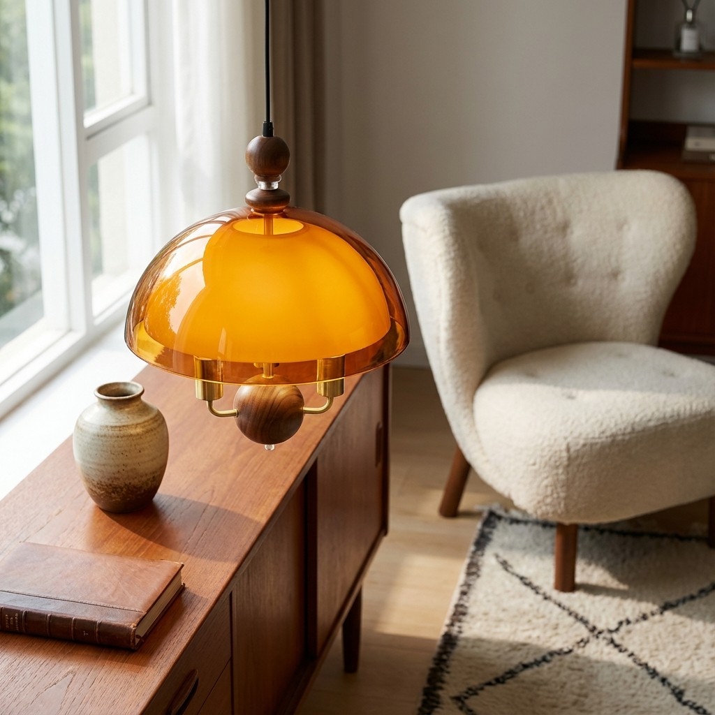 Sunset hanglamp als sfeerverlichting op een kast