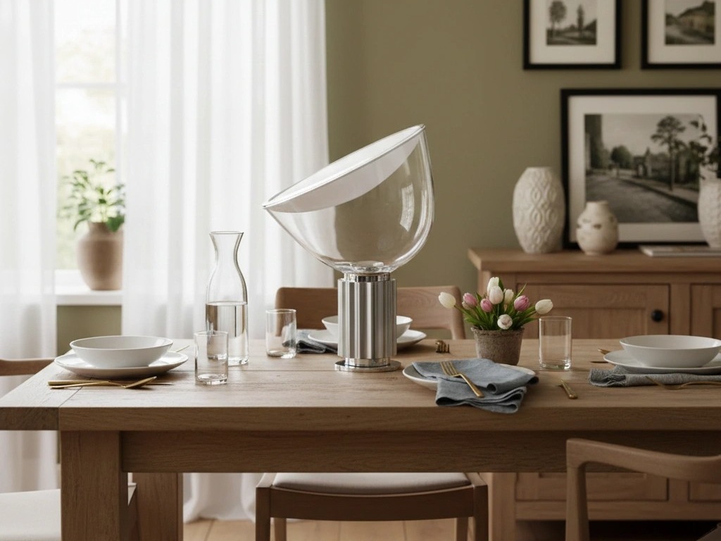 Tafellamp op een eettafel