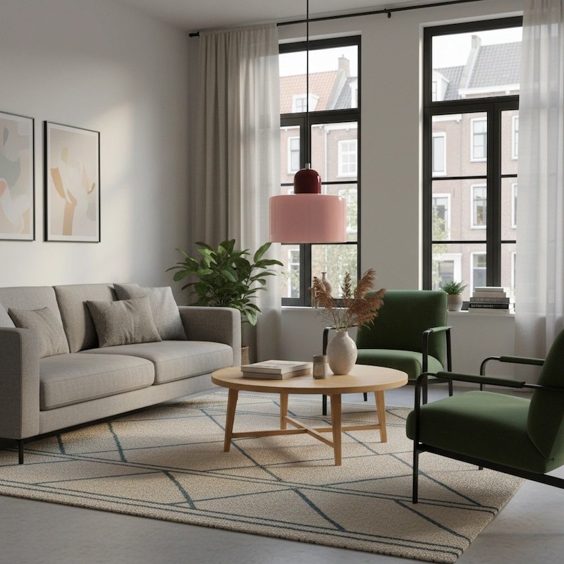 Morandi hanglamp in een woonkamer