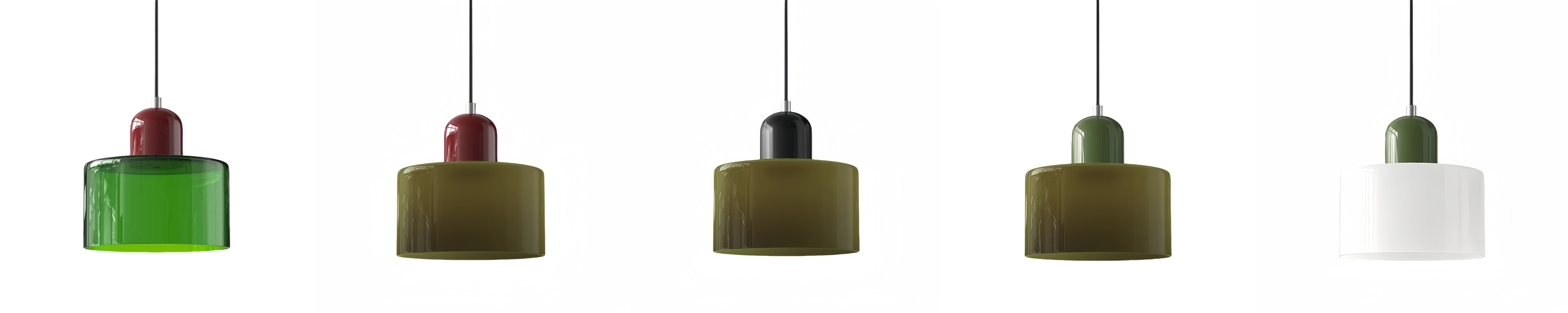 Stijlweergave van meerdere Morandi hanglampen