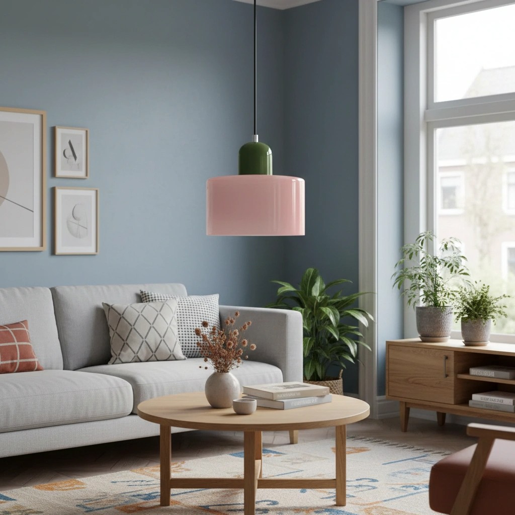 Morandi hanglamp in een slaapkamer