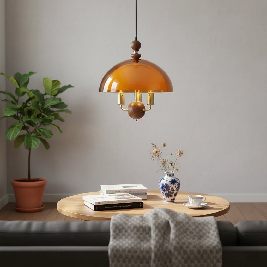 Sunset hanglamp boven een ronde tafel