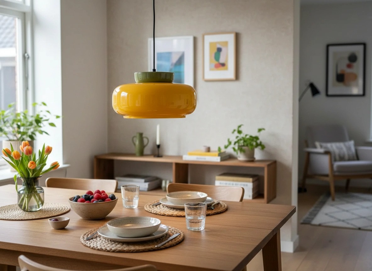 Bauhaus hanglamp in eethoek