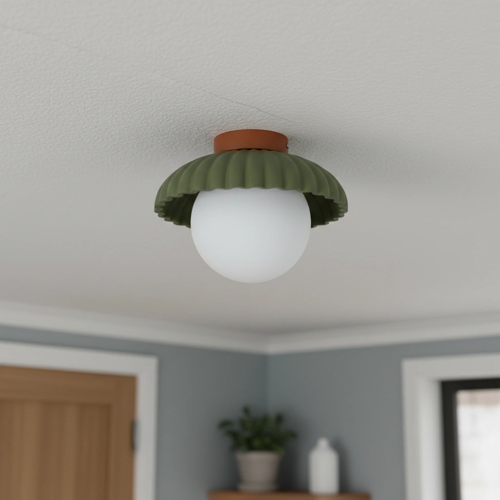 Groene Alien plafondlamp aan het plafond