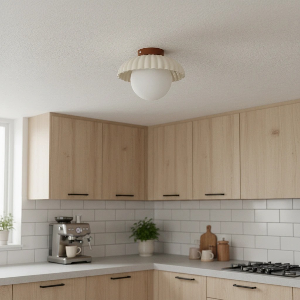 Alien plafondlamp in een keuken