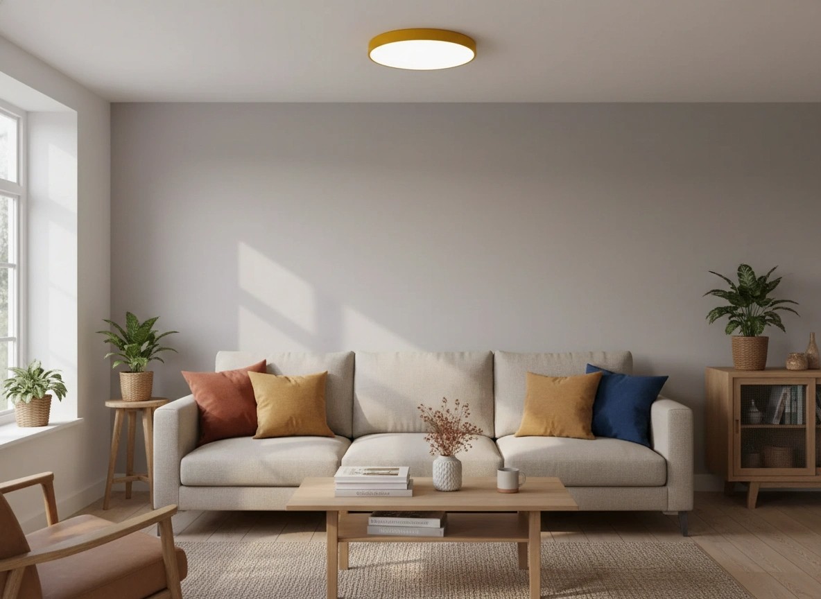 Plafondlamp in woonkamer