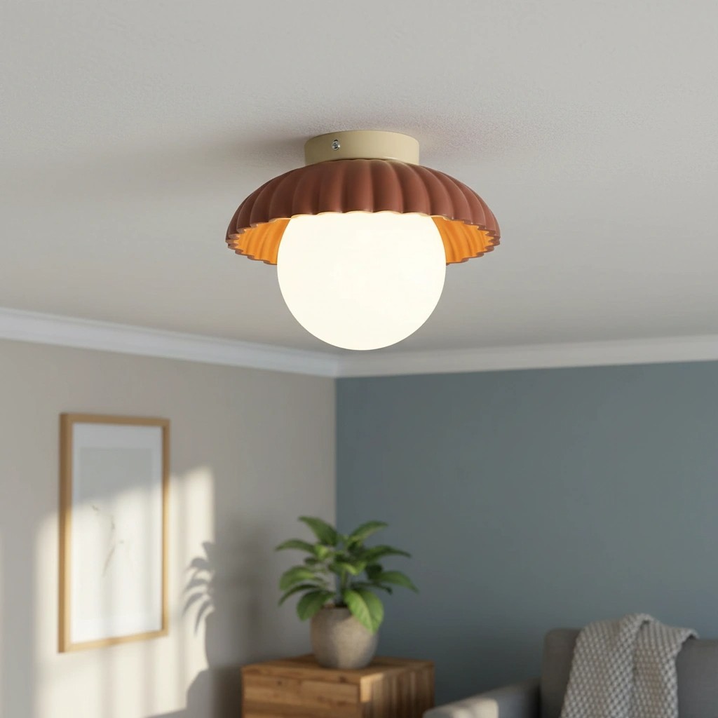 Alien plafondlamp in een woonkamer