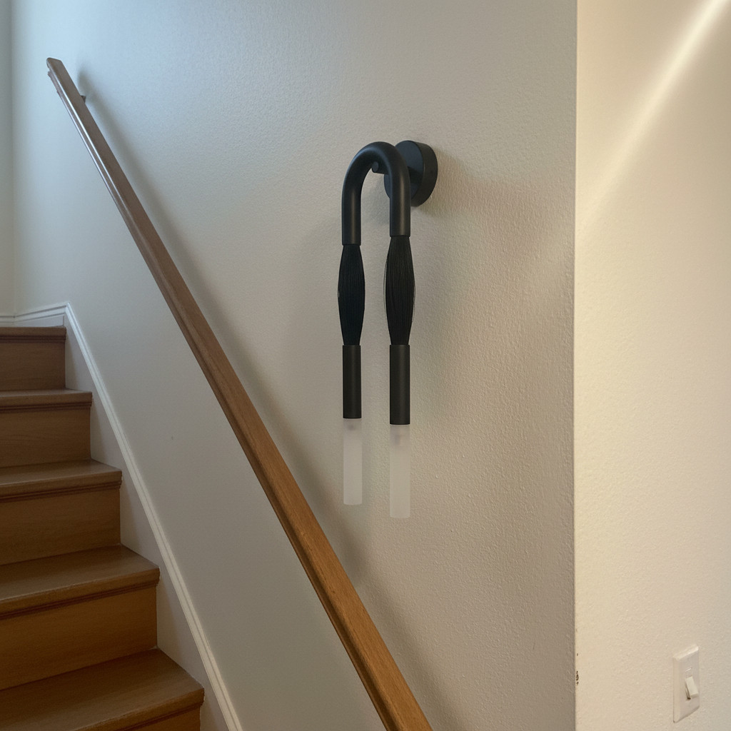 Strandia zwarte wandlamp naast een trap