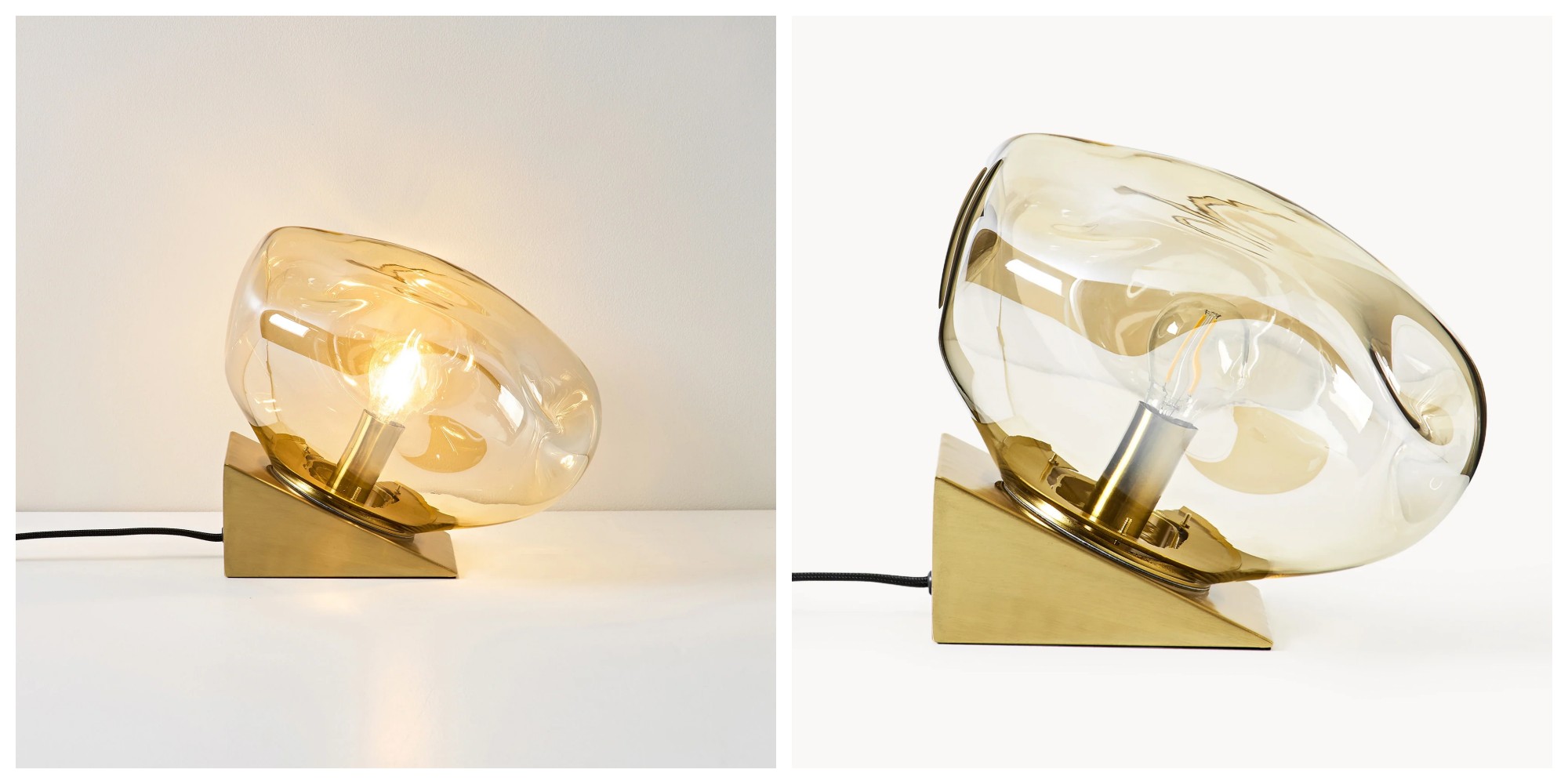 Vergelijking van de Glissora lamp met licht aan en uit