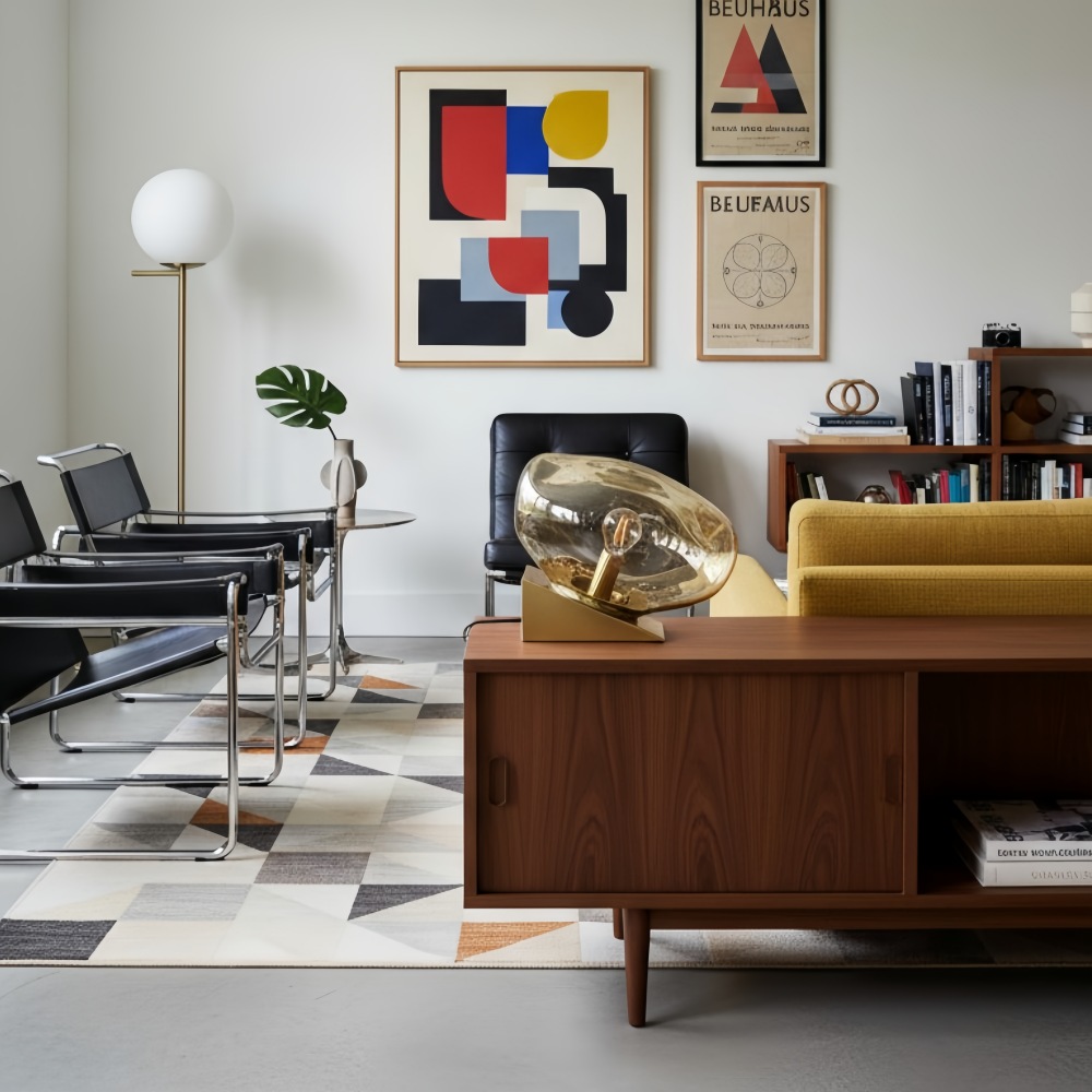 Glissora tafellamp in een kleurrijke woonkamer