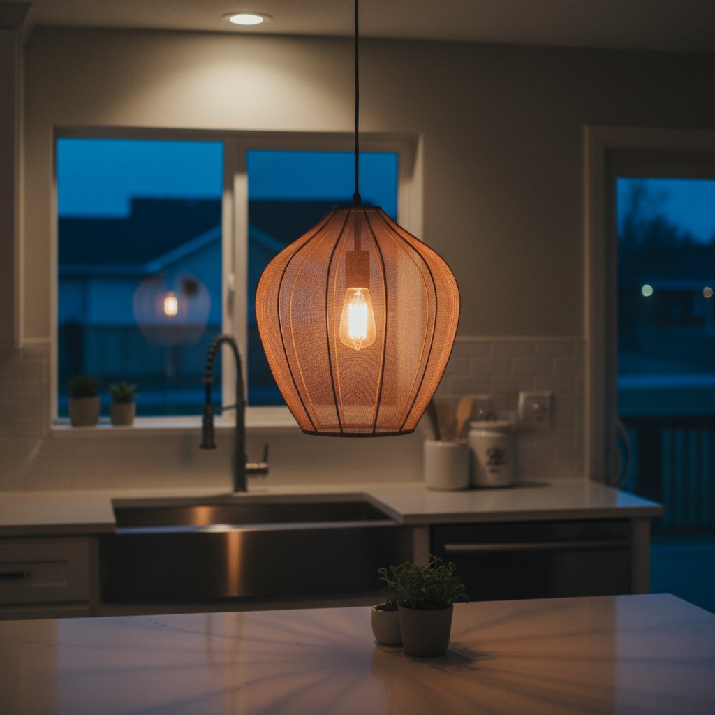 Lumifil hanglamp in een keuken bij avondlicht