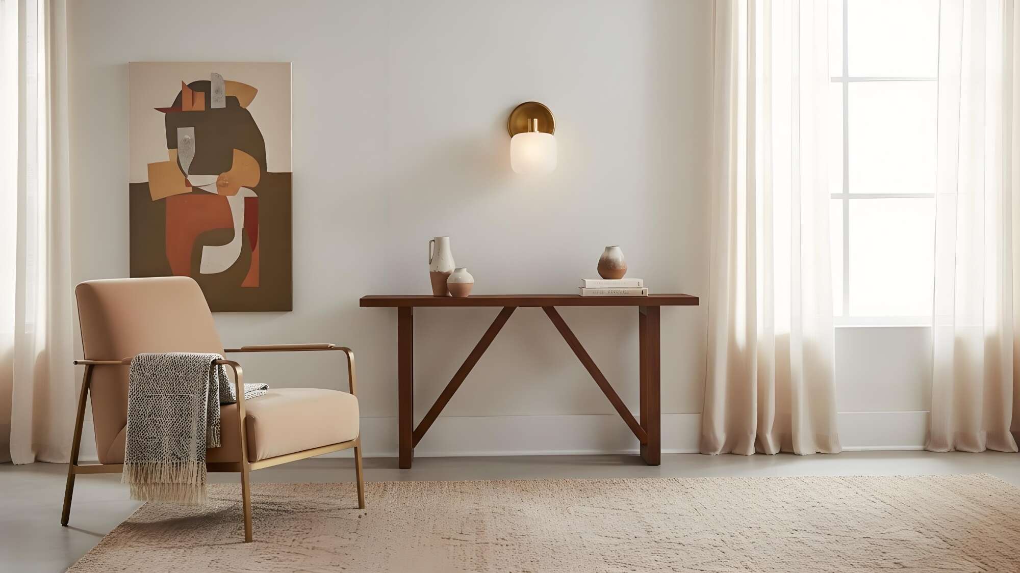 Lirra wandlamp in een lichte zithoek