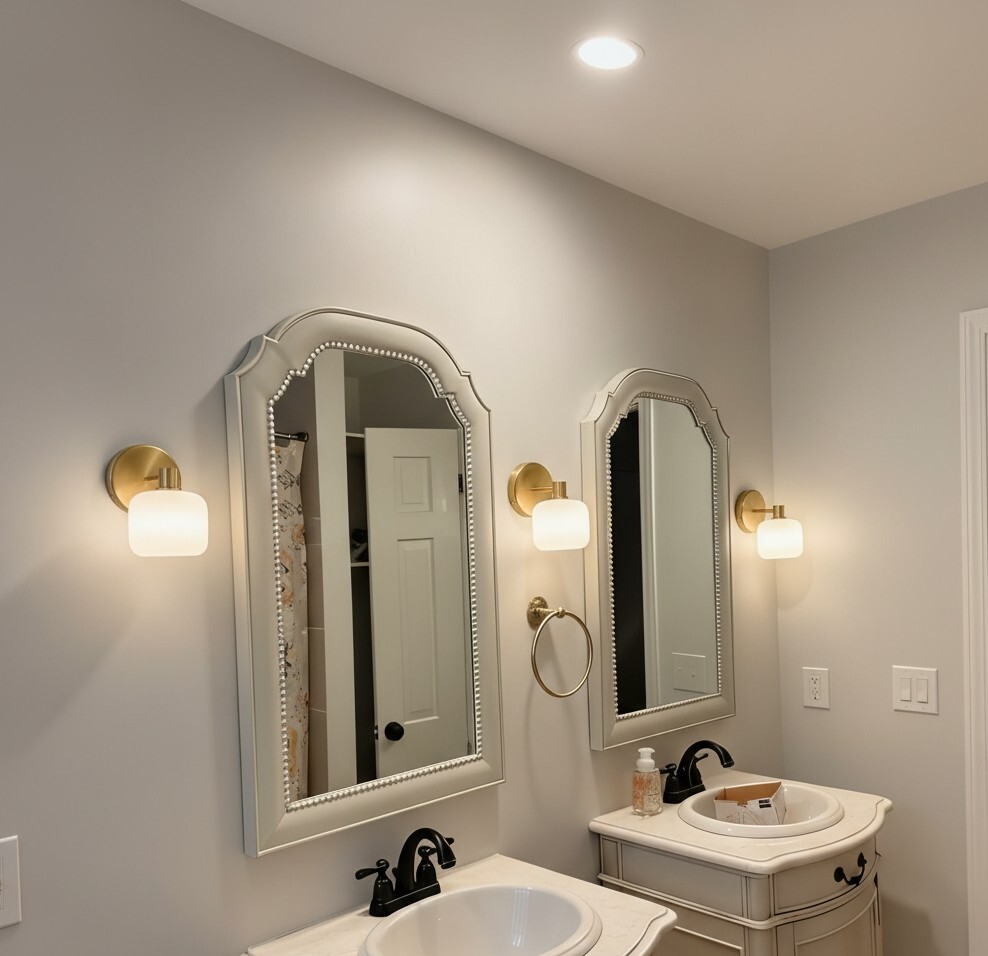 Klantfoto met Lirra wandlamp in badkamer