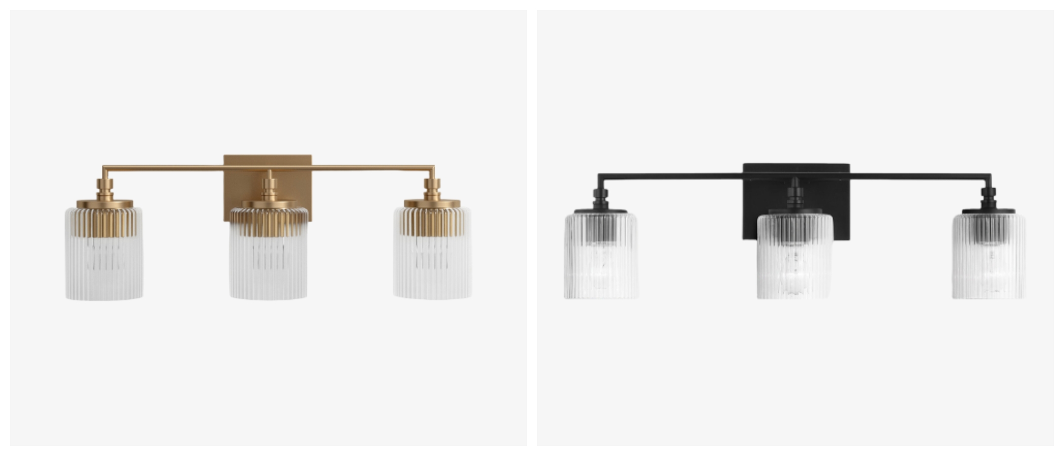 Twee afwerkingen van de Lirra 3-lichts wandlamp