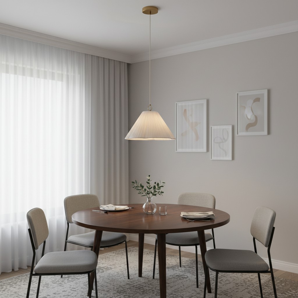 Blossine hanglamp boven een ronde eettafel