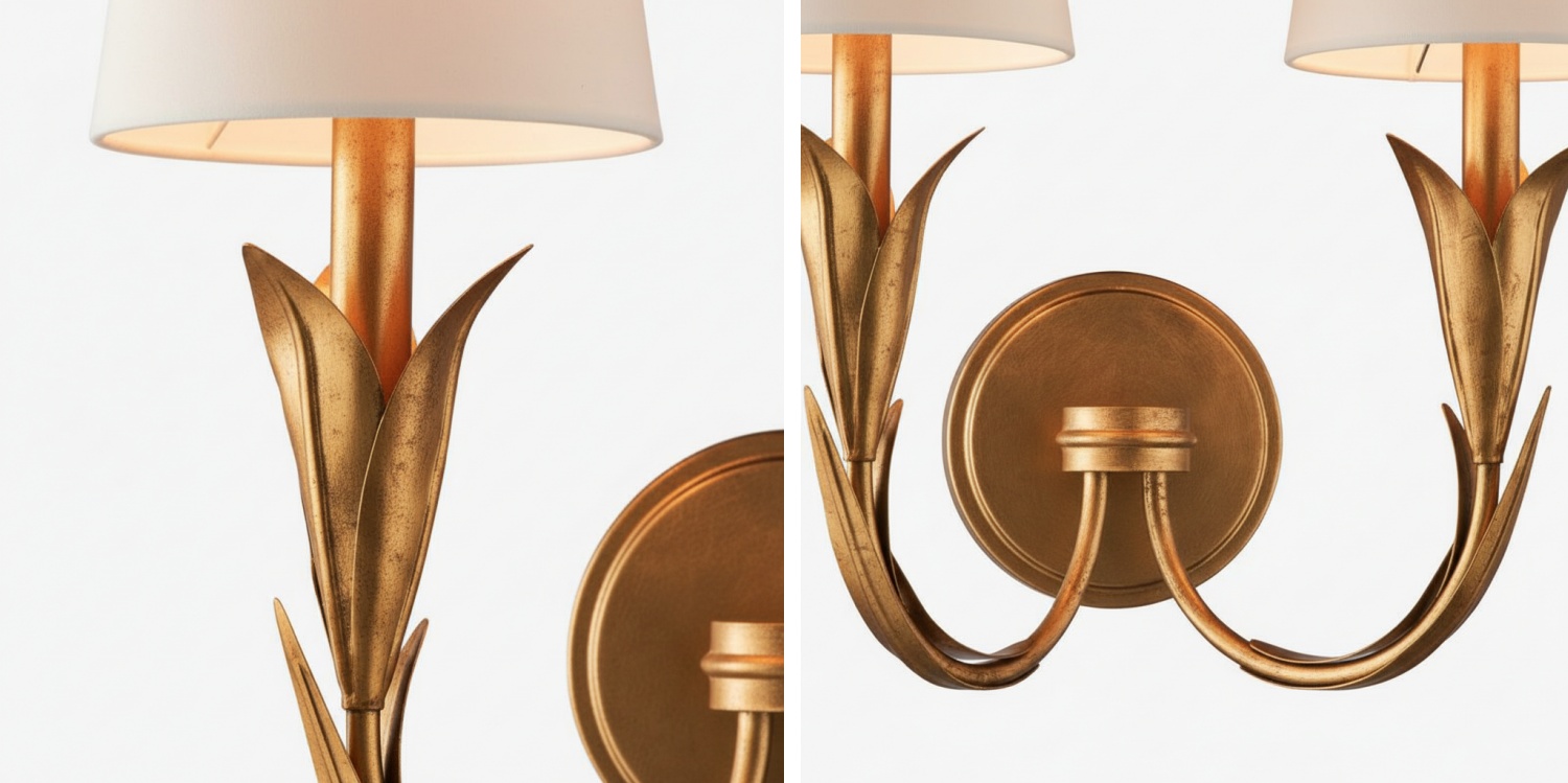 Close-up van Duova wandlamp details
