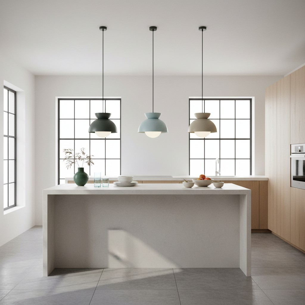 Moderne Scandinavische hanglampen in keuken
