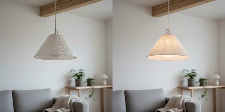 Aan en uit visueel effect van de Blossine hanglamp