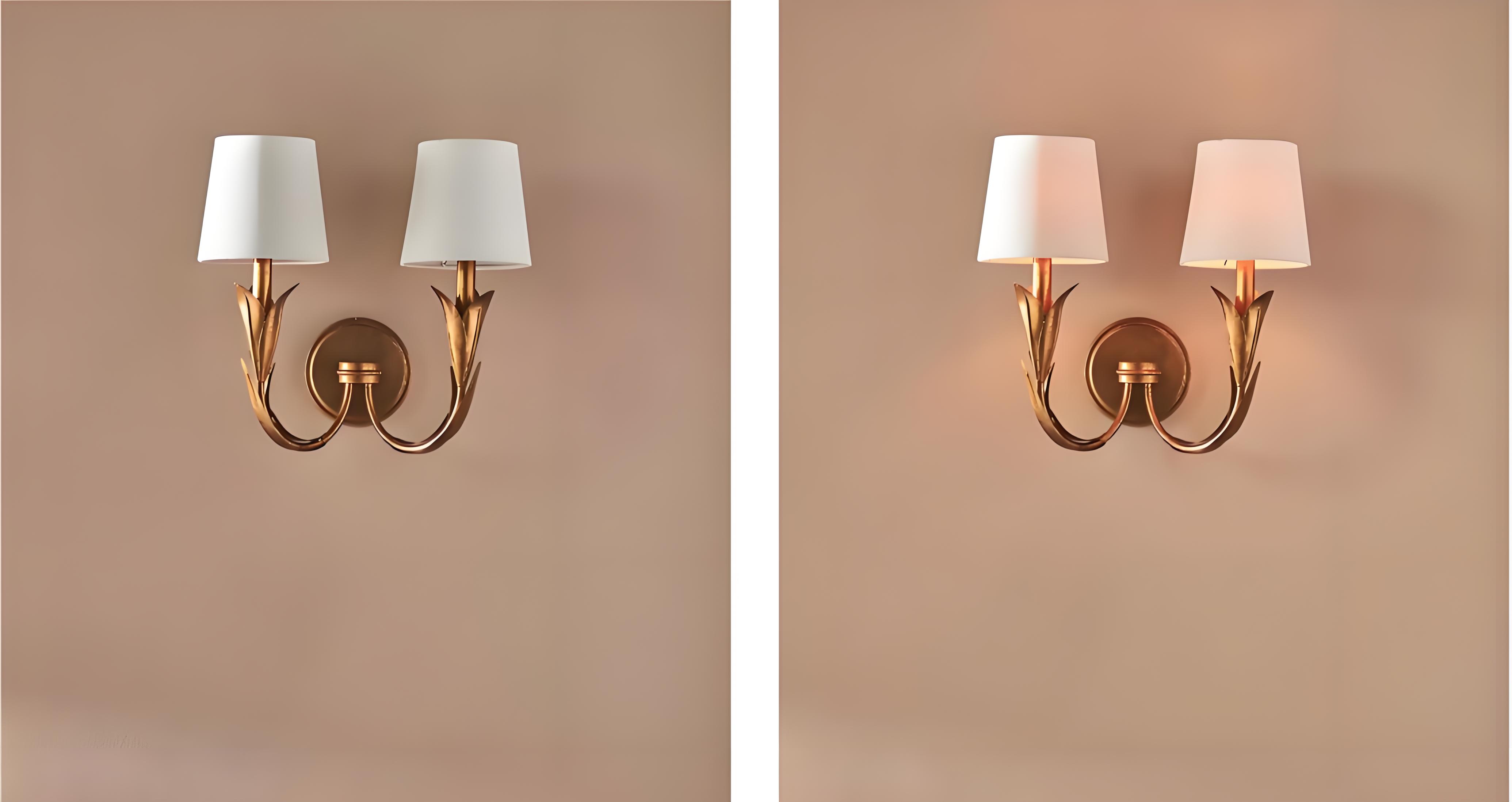 Vergelijking van Duova wandlamp met licht uit en aan