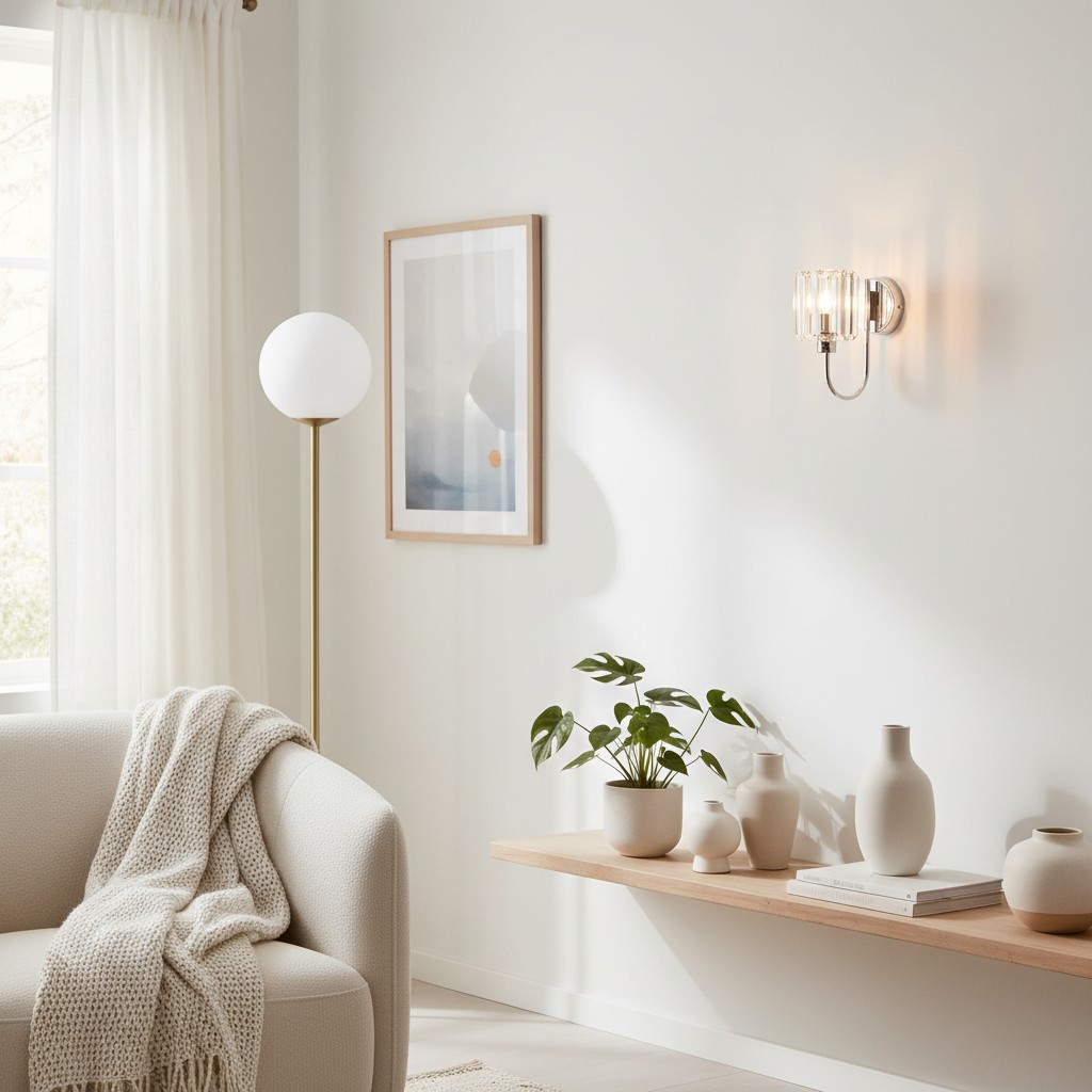 Tracian wandlamp aan een lichte muur