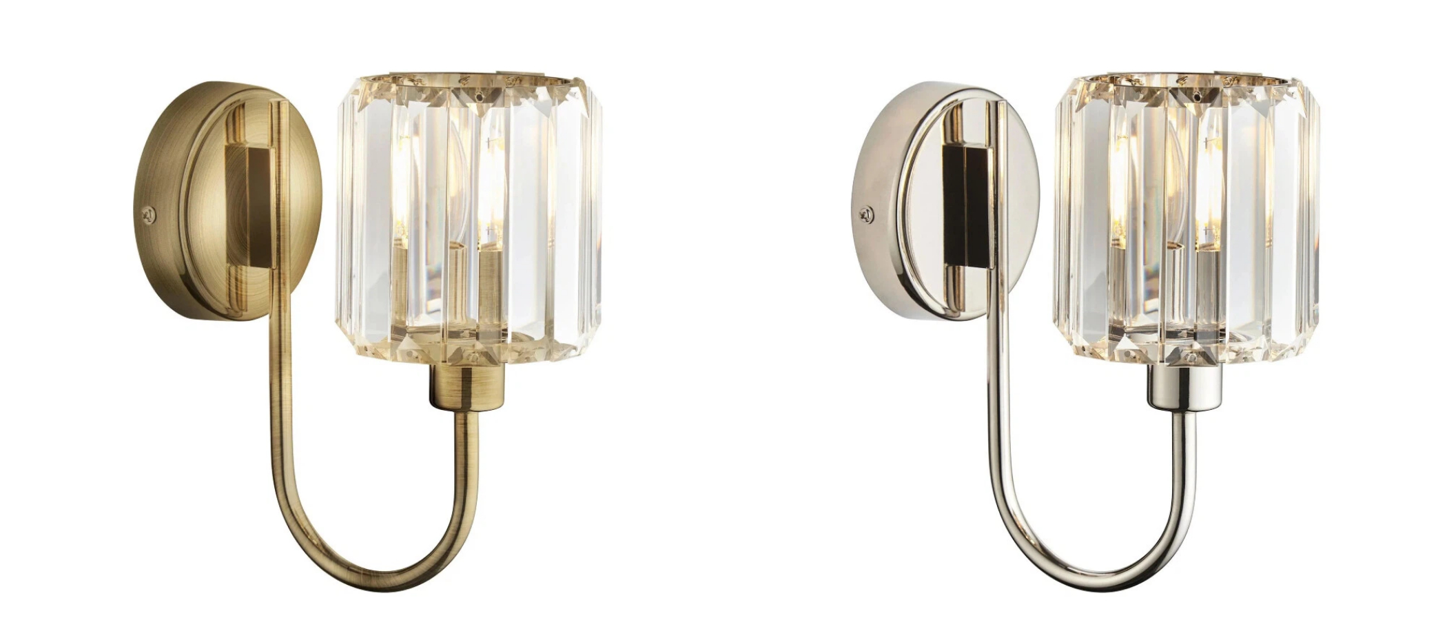 Tracian wandlamp in messing en glanzend nikkel