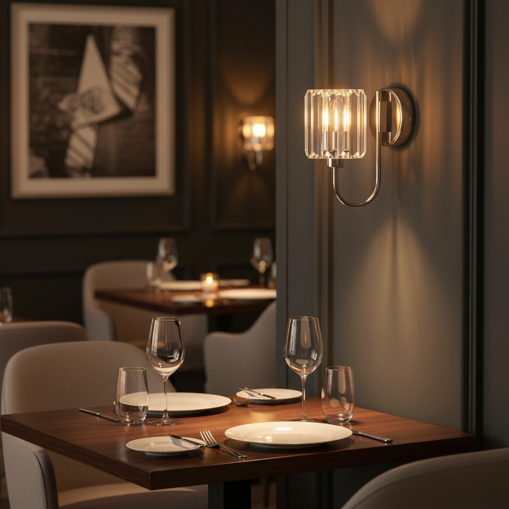 Tracian wandlamp in een eetkamer