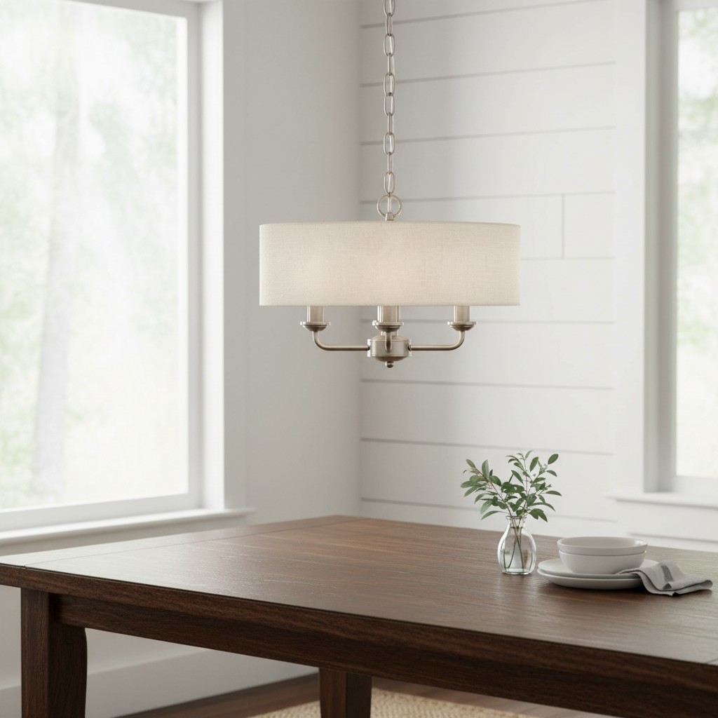 Klantfoto van hanglamp boven houten tafel