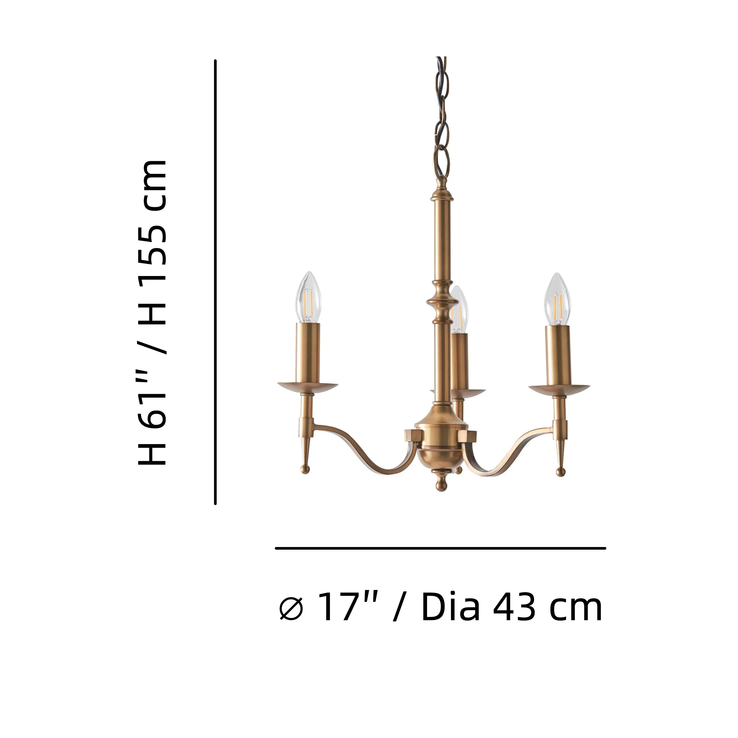 Tela chandelier size diagram