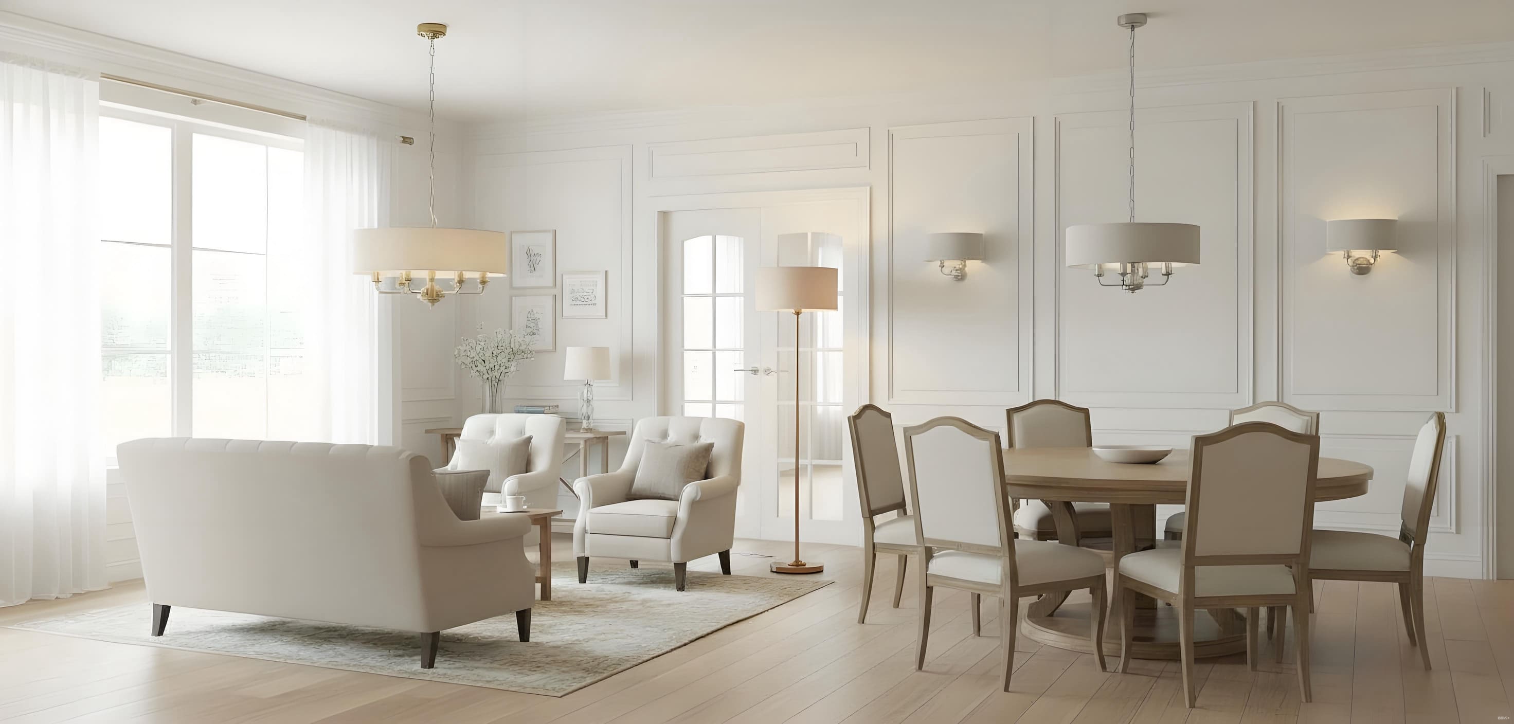 Interieur met verschillende lampen uit de Tela-serie