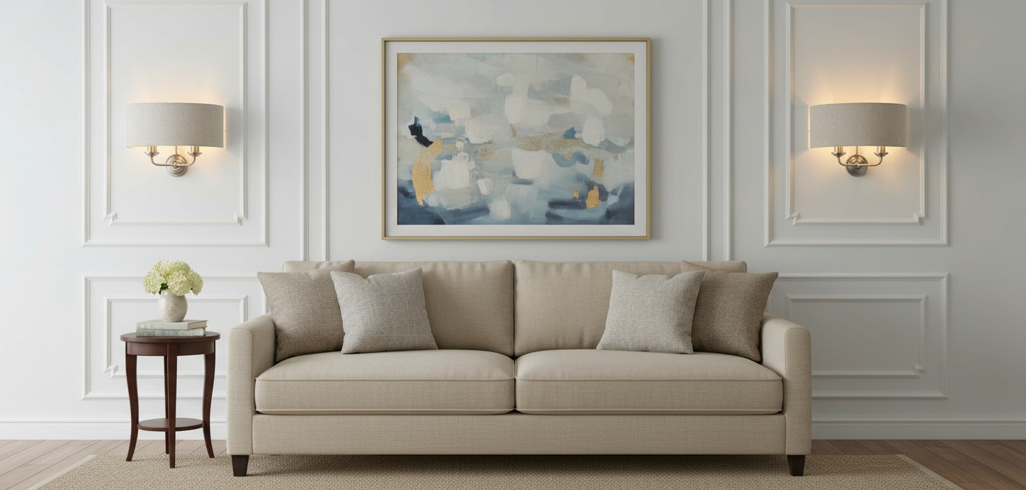 Tela klassieke wandlamp met stoffen kap in een interieur