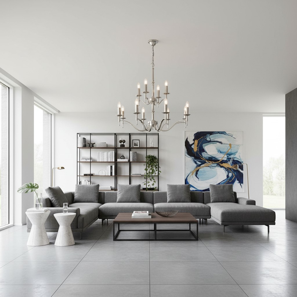 Tela chandelier in a modern living room