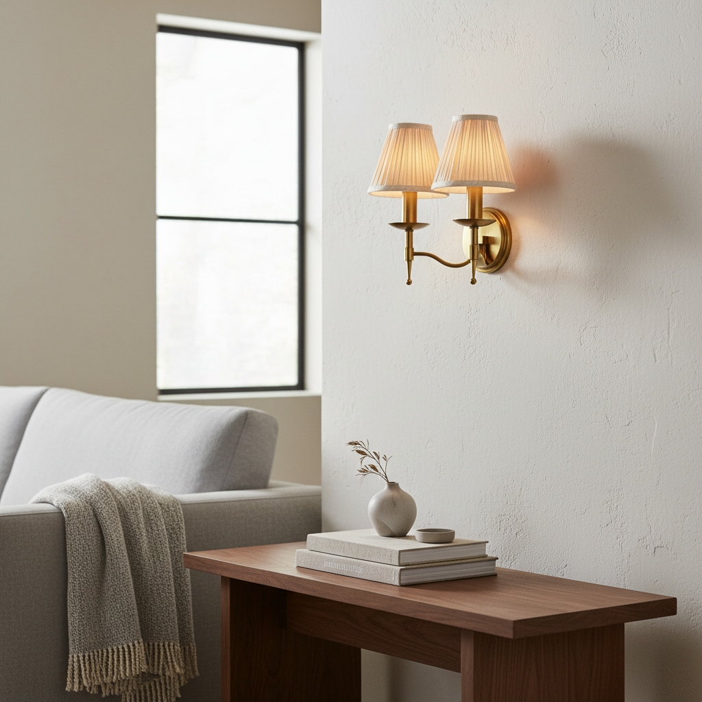 Klantfoto van dubbele Tela wandlamp aan de wand